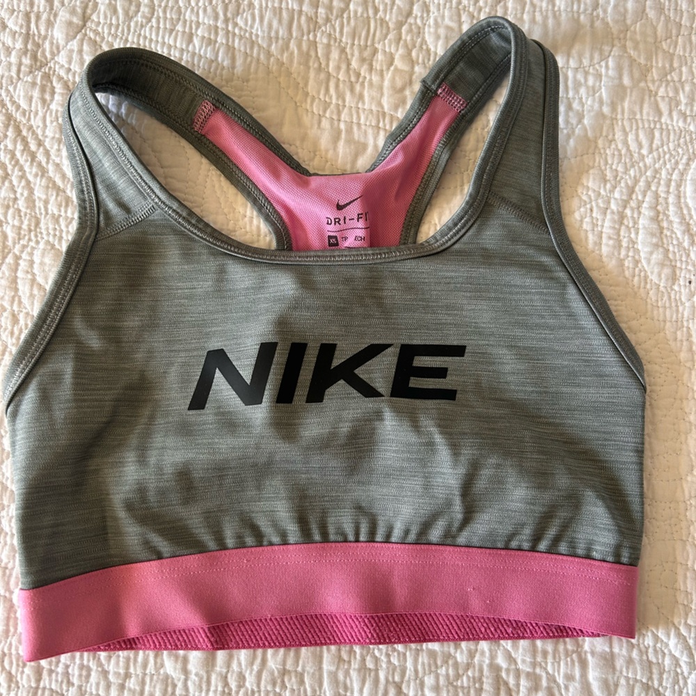 Nike Women's Grey and Pink Sports Bra Size XS